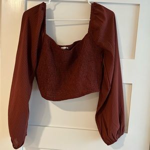Cropped long sleeve blouse